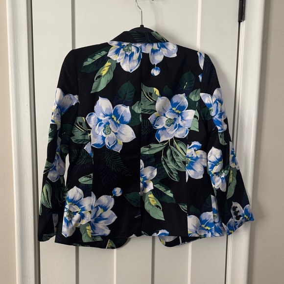 Banana Republic Black Floral Blazer with Blue & Green Blossoms - Picture 3 of 3